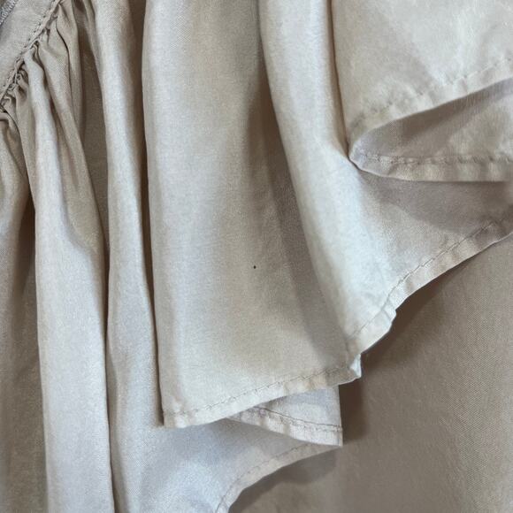 Vintage New York Studio 100% Silk Ruffle Blouse Beige Size M Coquette Prairie - Picture 12 of 12